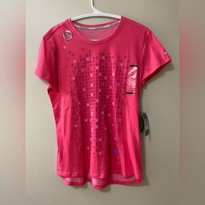 Nike womens medium pink t-shirt running short sleeve circle polka dots nwt